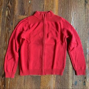 Lands End boy red zip up sweater // Sz large